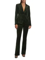 Naomi Velvet Jacquard Straight-Leg Pants