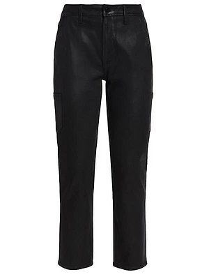 Jolie Coated Straight-Leg Crop Pants
