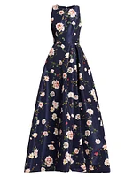 Floral Faille Sleeveless Gown