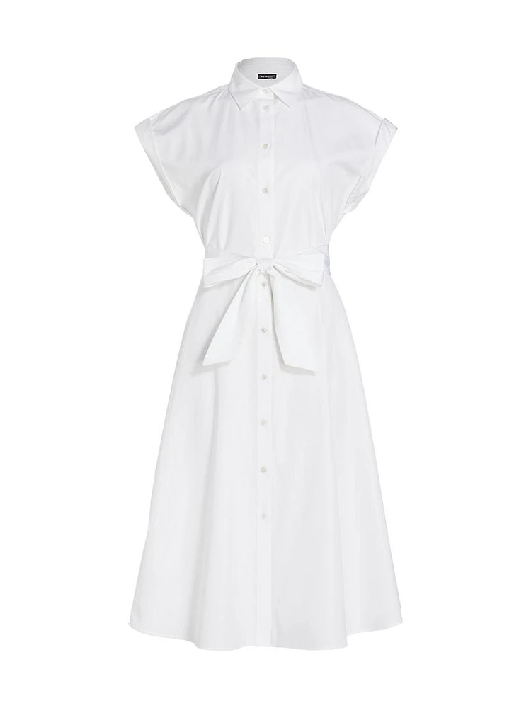 Cotton Poplin Tie-Waist Shirtdress