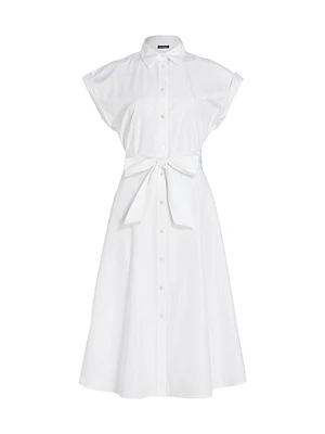 Cotton Poplin Tie-Waist Shirtdress