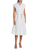 Cotton Poplin Tie-Waist Shirtdress