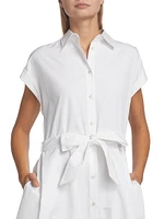 Cotton Poplin Tie-Waist Shirtdress