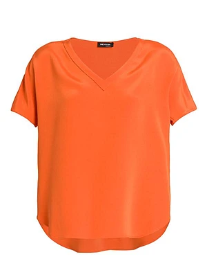 Silk-Blend V-Neck T-Shirt