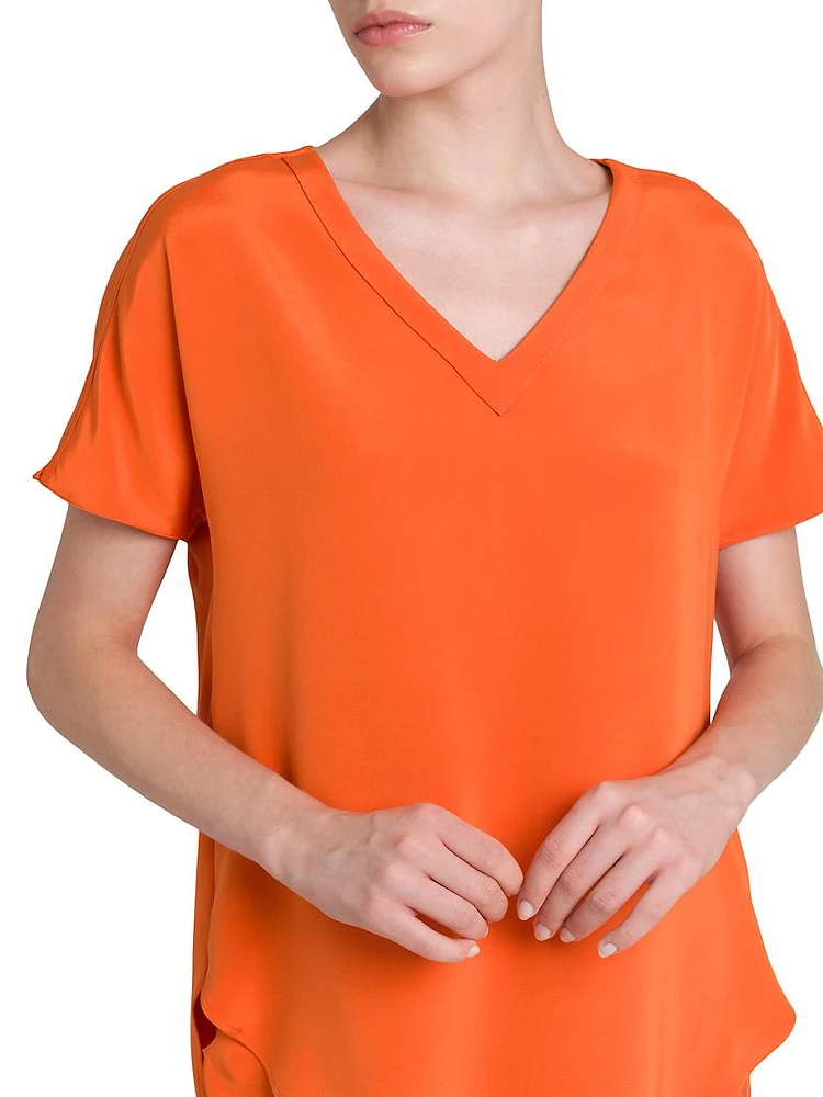 Silk-Blend V-Neck T-Shirt