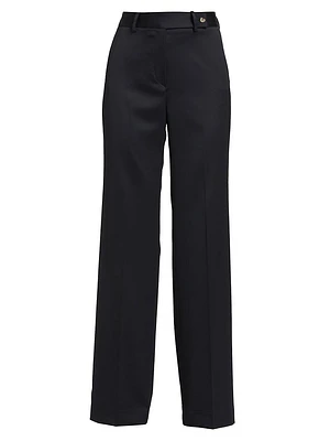 Wide-Leg Wool-Blend Trousers