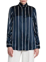 Striped Silk Long-Sleeve Blouse