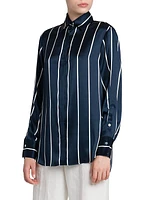 Striped Silk Long-Sleeve Blouse