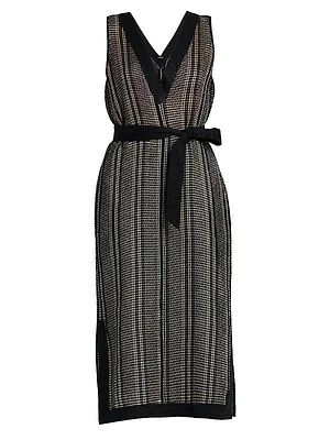 Striped Linen V-Neck Dress