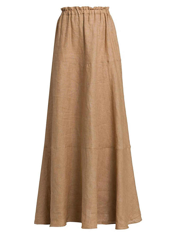 Elasticized Linen Maxi Skirt