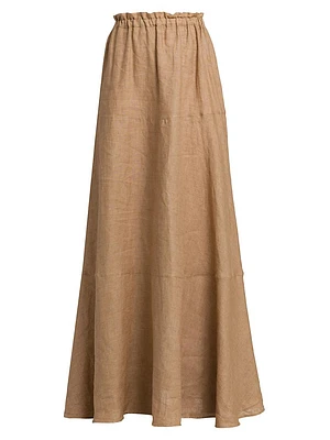 Elasticized Linen Maxi Skirt