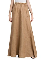 Elasticized Linen Maxi Skirt