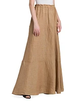 Elasticized Linen Maxi Skirt