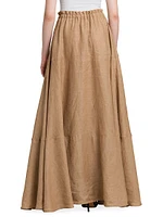 Elasticized Linen Maxi Skirt