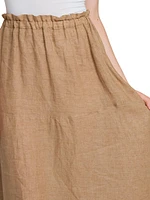 Elasticized Linen Maxi Skirt