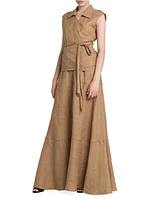 Elasticized Linen Maxi Skirt