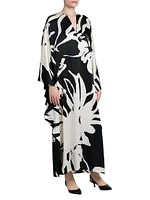 Printed Floor-Length Silk Caftan