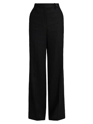 Wide-Leg Linen-Blend Pants