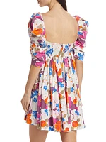 Floral Puff-Sleeve Minidress