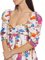 Floral Puff-Sleeve Minidress