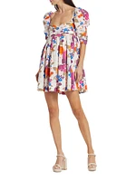 Floral Puff-Sleeve Minidress