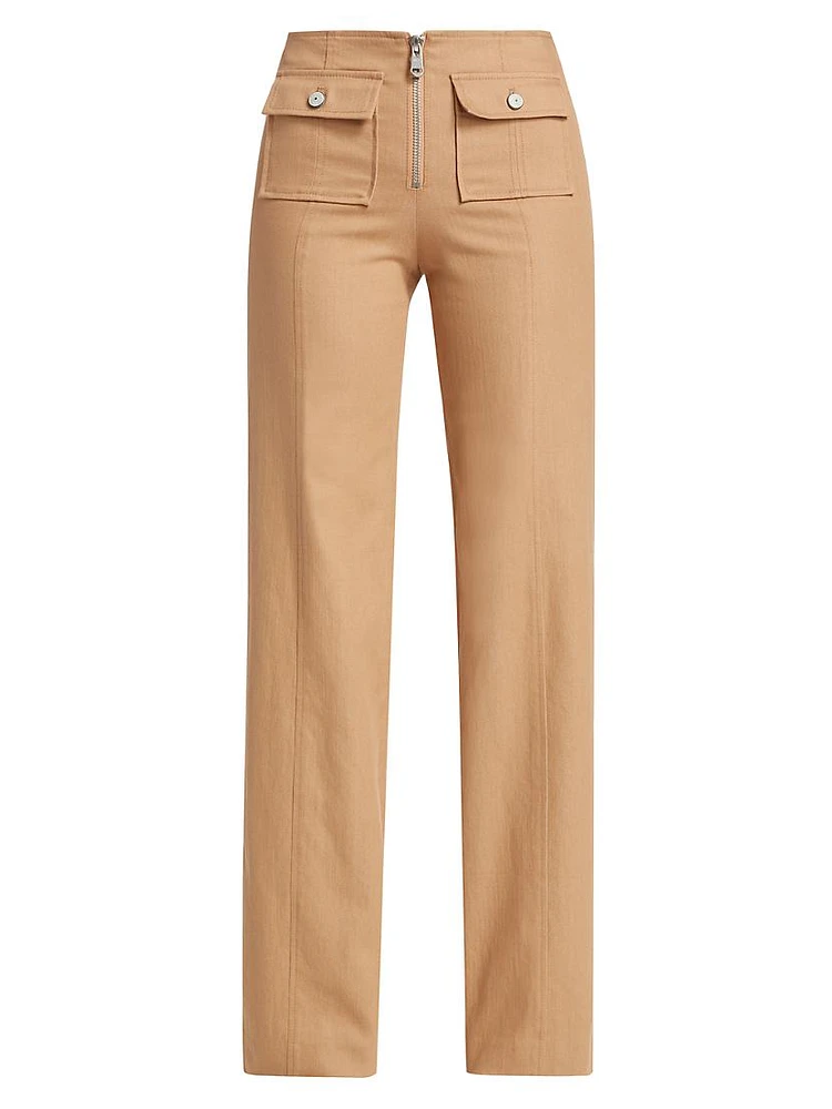 Azure Cotton-Blend Zip Pants