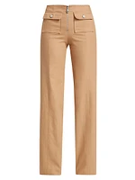 Azure Cotton-Blend Zip Pants