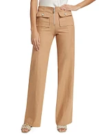 Azure Cotton-Blend Zip Pants