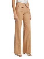 Azure Cotton-Blend Zip Pants