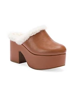 Miso 90MM Shearling-Lined Leather Platform Clogs