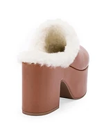 Miso 90MM Shearling-Lined Leather Platform Clogs