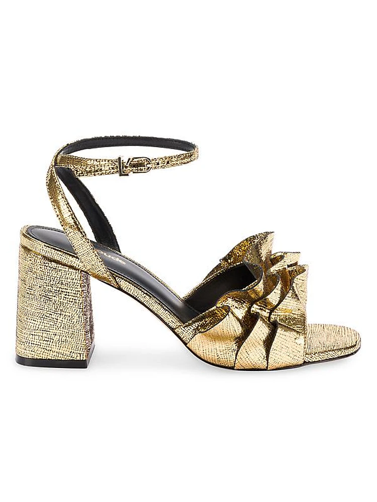 Selena 75MM Metallic Leather Block-Heel Sandals