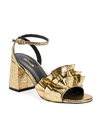 Selena 75MM Metallic Leather Block-Heel Sandals