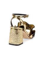 Selena 75MM Metallic Leather Block-Heel Sandals