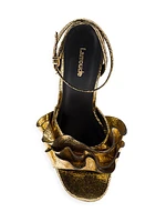 Selena 75MM Metallic Leather Block-Heel Sandals