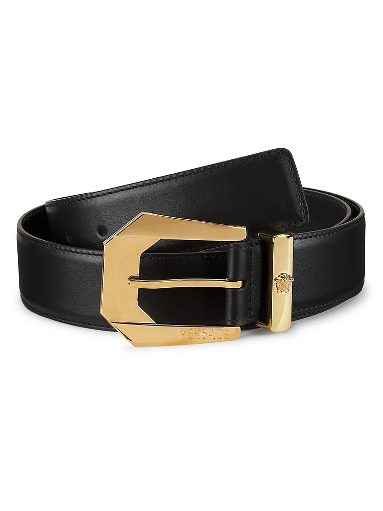 Logo-Detailed Leather Belt