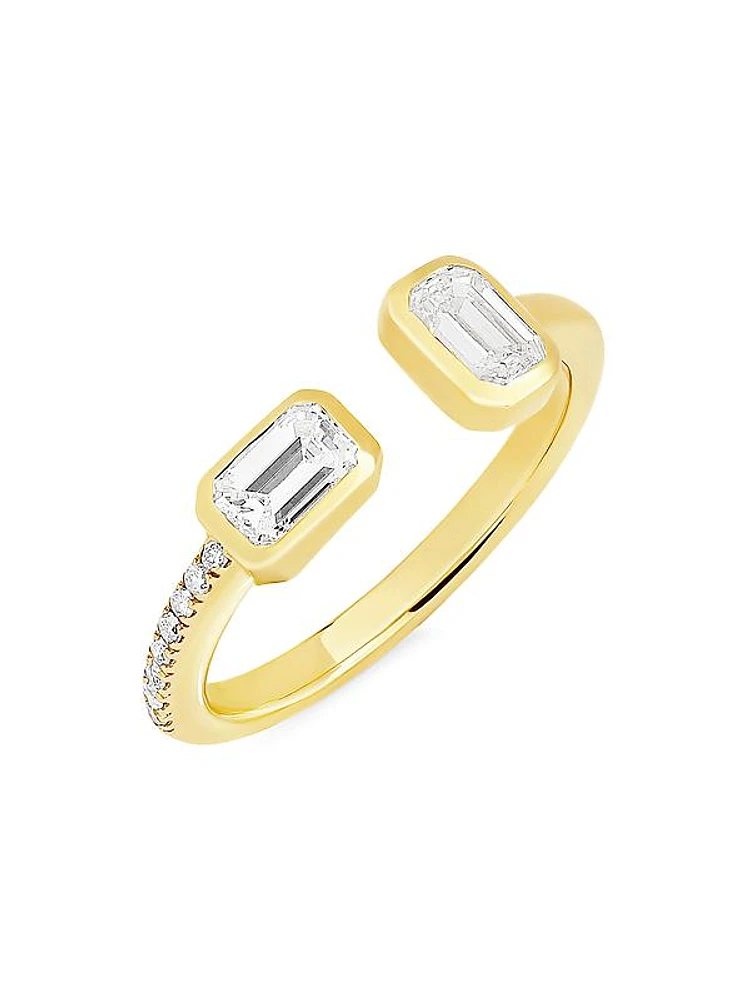 Multishape 14K Yellow Gold & 0.48 TCW Diamond Cuff Ring