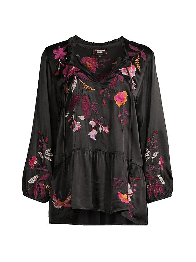 Mirabel Embroidered Satin Blouse