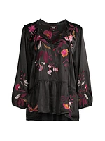 Mirabel Embroidered Satin Blouse