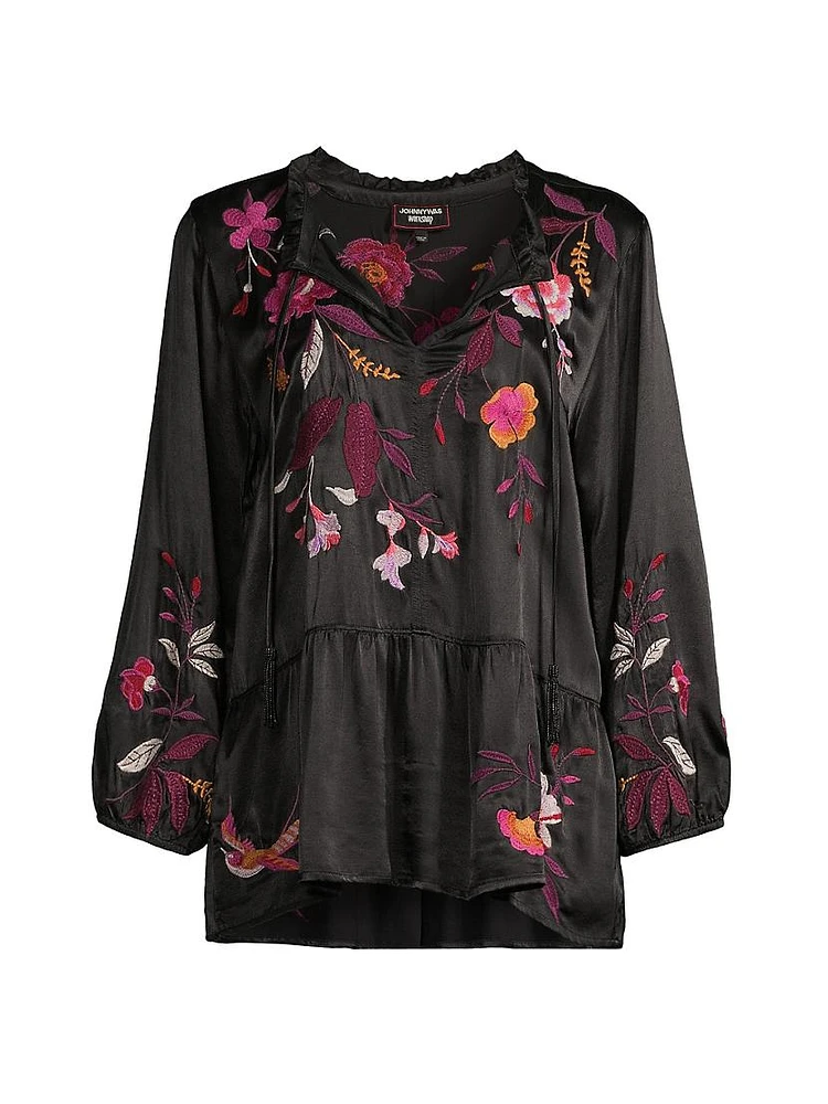 Mirabel Embroidered Satin Blouse