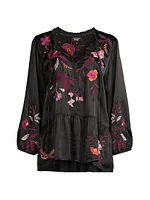 Mirabel Embroidered Satin Blouse