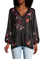 Mirabel Embroidered Satin Blouse