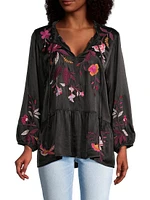 Mirabel Embroidered Satin Blouse