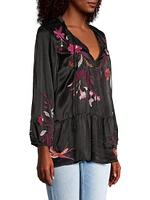 Mirabel Embroidered Satin Blouse