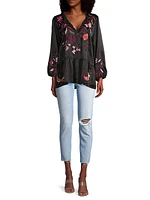 Mirabel Embroidered Satin Blouse