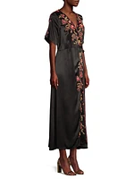 Lilith Embroidered Wrap Midi-Dress