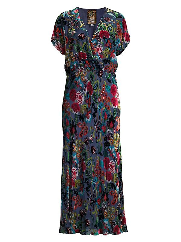 Minto Velvet Burnout Floral Maxi Dress