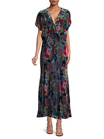 Minto Velvet Burnout Floral Maxi Dress