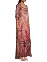 Cardinal Embroidered Mesh Maxi Dress