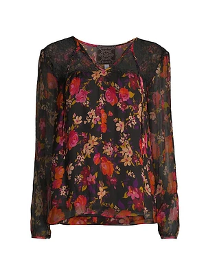 Silk Chiffon Floral Blouse